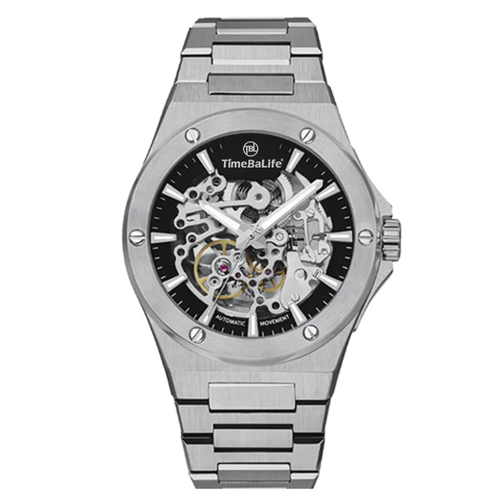 Stainless Steel Skeleton Watch