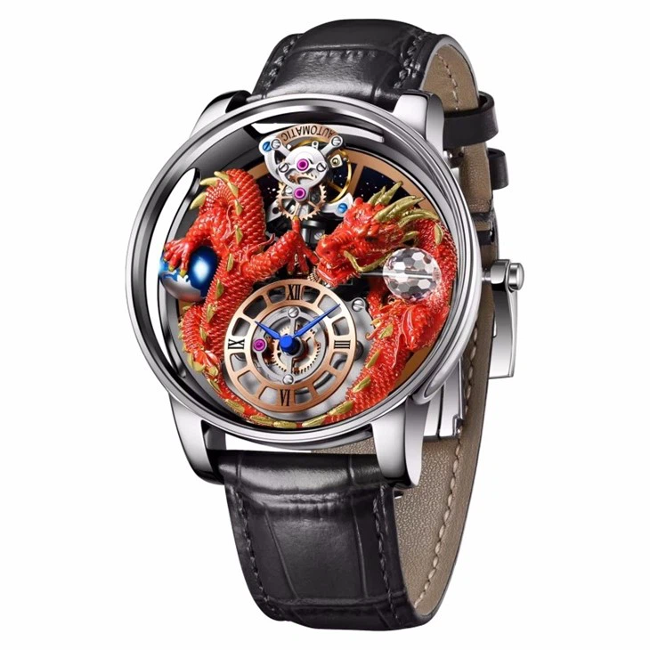 New Style Hot Selling Exquisite Dragon Minimalist Watch Quartz Movement Watch 316L Stainless Steel Top Leather Watch Men Watches