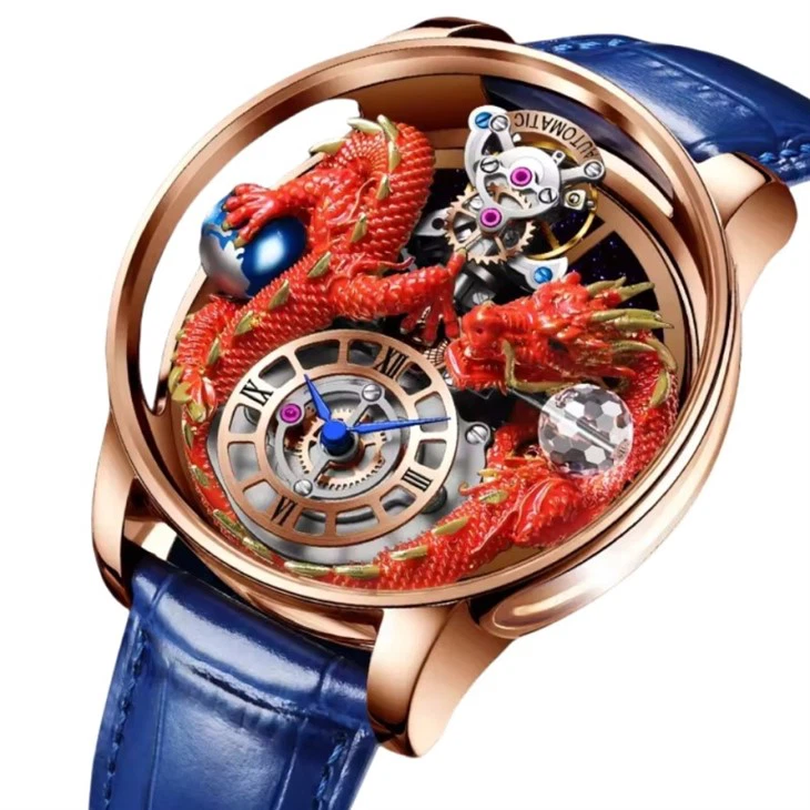 New Style Hot Selling Exquisite Dragon Minimalist Watch Quartz Movement Watch 316L Stainless Steel Top Leather Watch Men Watches