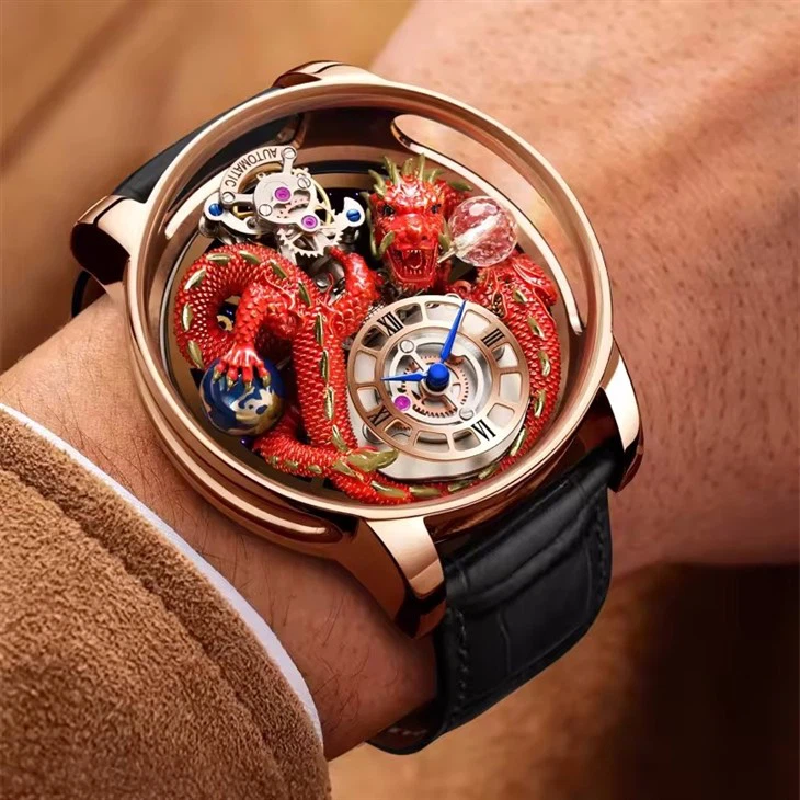 New Style Hot Selling Exquisite Dragon Minimalist Watch Quartz Movement Watch 316L Stainless Steel Top Leather Watch Men Watches