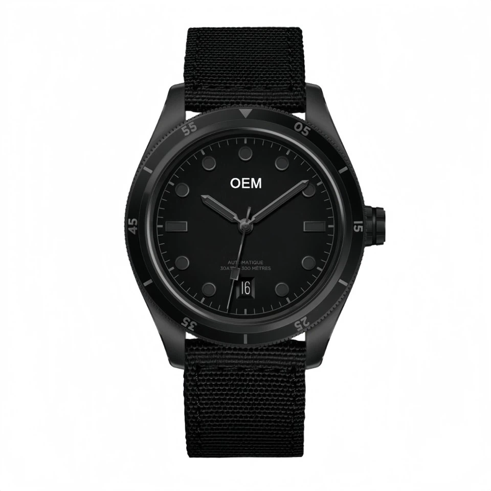 PVD - Relojes automáticos para hombres de acero inoxidable plateado con movimiento SW200