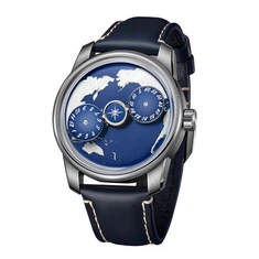Niche Reloj Totalmente Automático Giratorio Planeta Azul