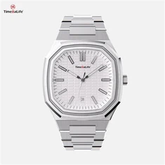 Silver Men's Watch de acero inoxidable completo