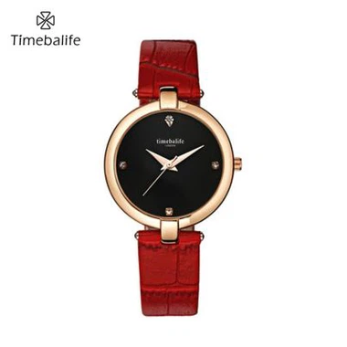 Reloj de señora de cuero dorado